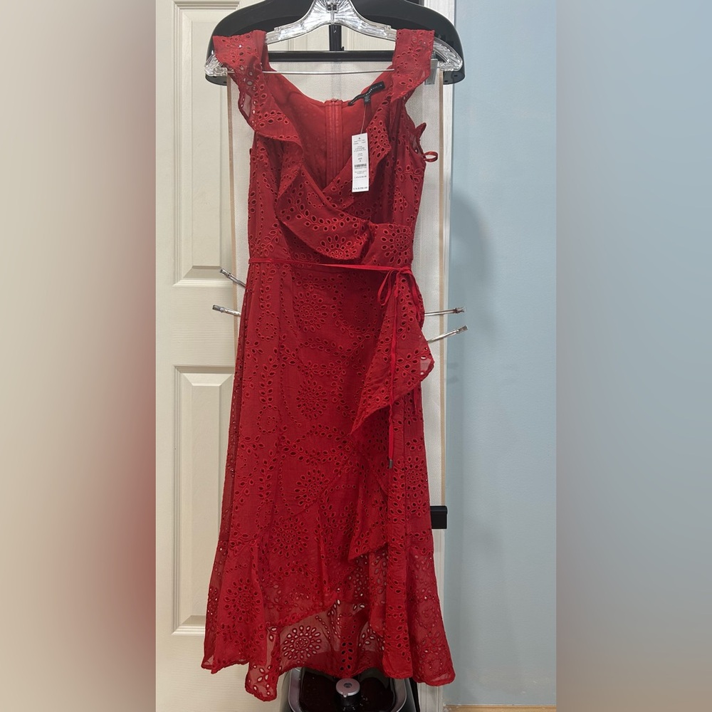 Elegant Red Eyelet Dress